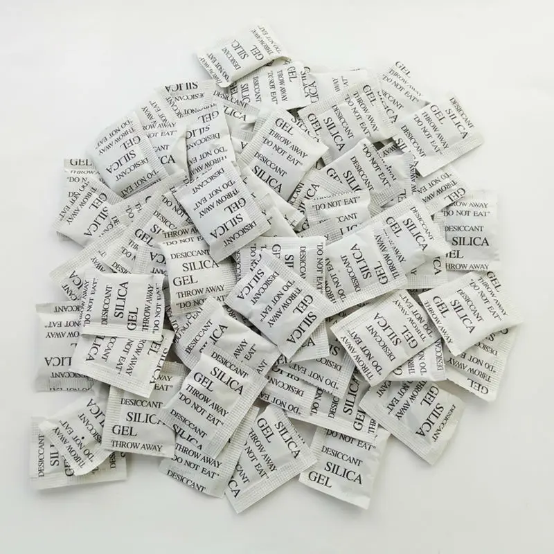 Desiccant Bag Silica Gel 1g 100 Packets Non Toxic Reusable Dehumidifier Bags Moisture Absorber Absorbent Dry Pack