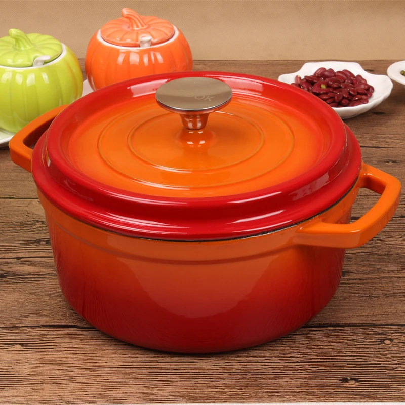 24cm Red Gradient Enamel Cast Iron Dutch Oven Buy Dutch Oven Enamel