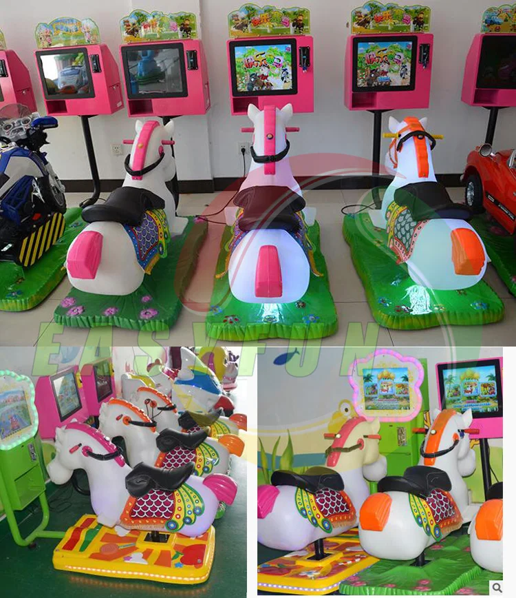 As crianças do parque de diversões da moeda do equipamento operado Cavalo  Passeios Kiddie jogo de vídeo a máquina/3D Horse máquina de giro - China  Passeio de Kiddie Machine e Máquina de