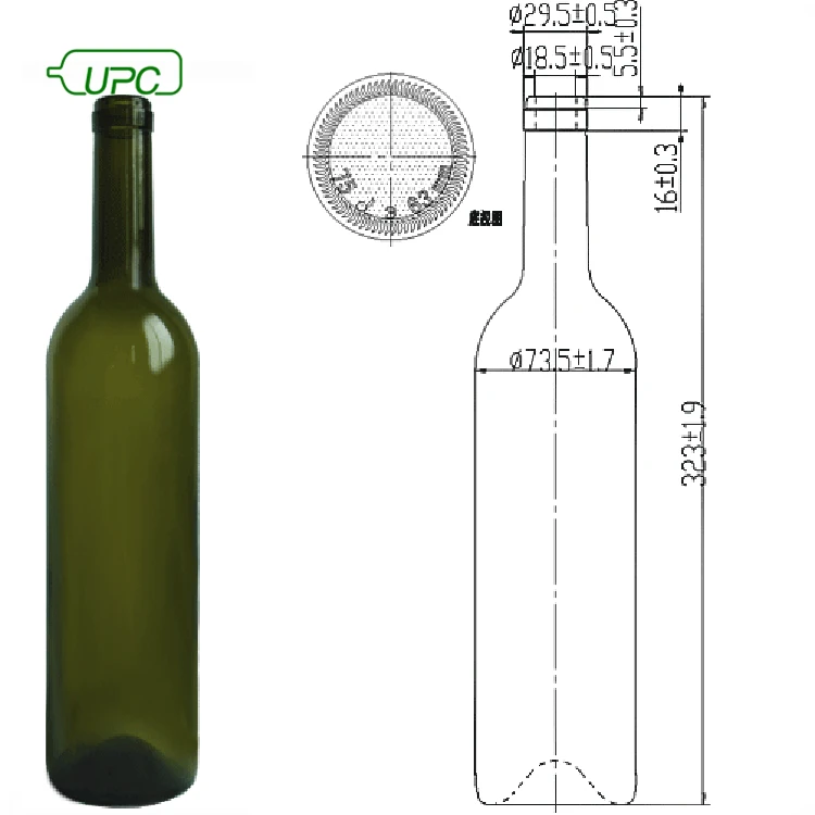 Диаметр винной бутылки 0.75.