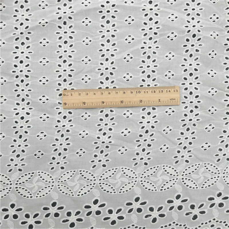 100% хлопок 60s Вуаль Вышитые хлопковые люверсы кружевная ткань