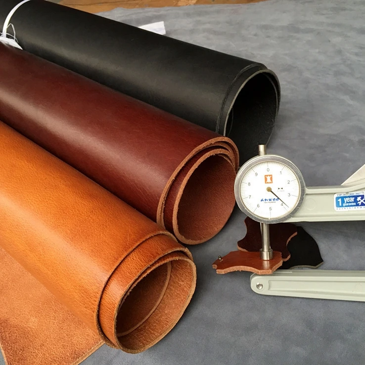Buffalo 3.5-4.0mm Thickness Waxed Veg Tanned Leather Material Handmade DIY First Layer Leather Finished Full Grain Real Leather