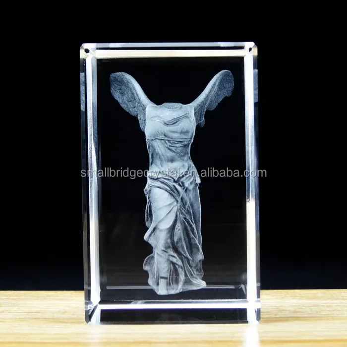 Wholesale K9 3d laser Crystal Square the goddess of victory souvenir gifts ND39017