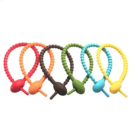 Лидер продаж Amazon, Красочные бытовые многофункциональные умные гибкие силиконовые пищевые галстуки, многоразовый мешок, силиконовые резиновые кабельные стяжки