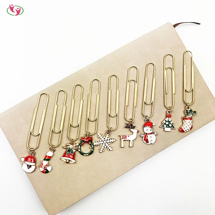 Рождественское праздничное украшение, подвеска в виде книжки, золотой бумажный зажим из нержавеющей стали