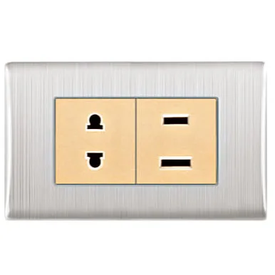 US Standard Electric Light Switch 20A Double Usb 110-240V Wall Outlet Switch and Socket