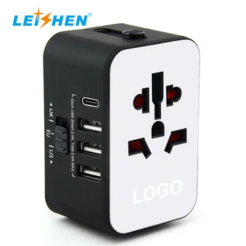 Leishen EU UK US AU PLUG 4 usb charging outlets Universal Travel Adapter for promotion gifts