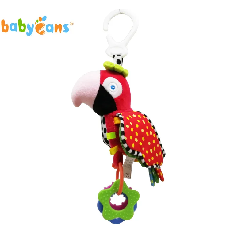 
 Baby fabric Bird toys Plush Hanging Toy With Teether and birds sound infant product  Made In China  