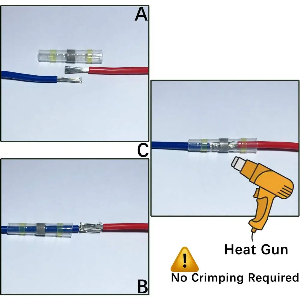 
Hampool 120pcs Waterproof Heat Shrink Solder Sleeve Butt Connectors Solder Seal Wire Connectors 