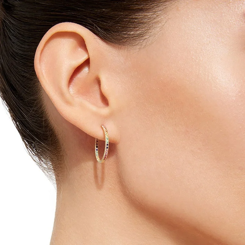 Fashion rainbow Jewellery Gold Hoop Large Rainbow Hoop Earrings Design
