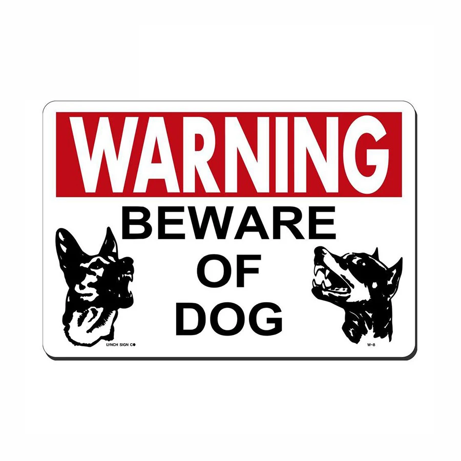 reflective beware of dog sign board