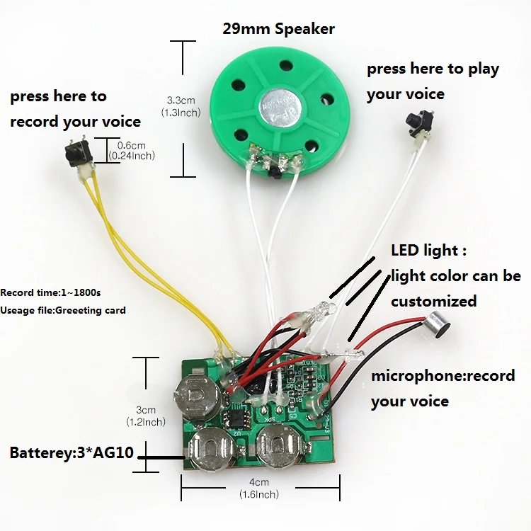 Elprico DIY Musik-Chip-Modul – Bis Zu 4 Minuten Aufnahme, Für Grußkarten & Geschenkboxen