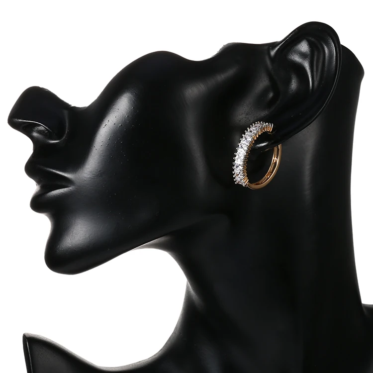 Latest Simple Style Beautiful Gold Plated CZ Bali Round Earring Designs for Women