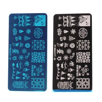32 Designs Xy-Beauty Stainless Steel Metal Nail Stamping Plates Christmas Custom Nail Polish Stamping Plates