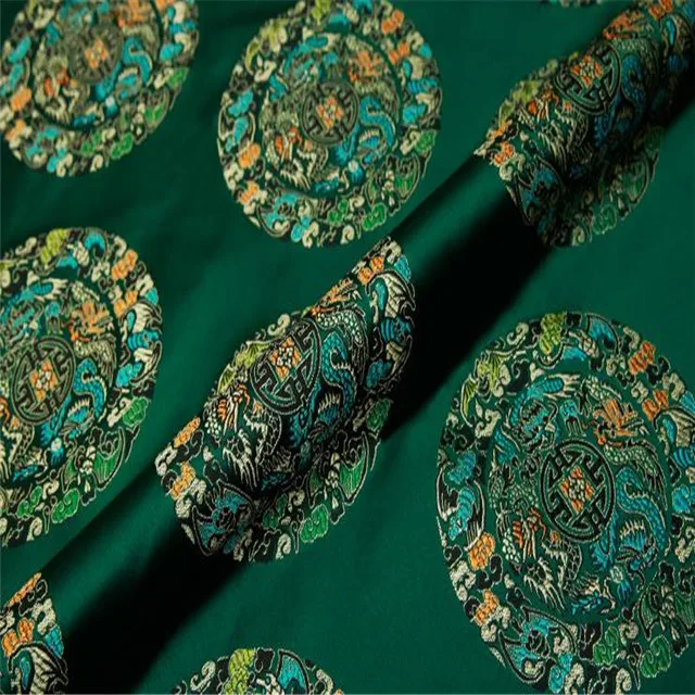 Popular Discount Price Classic Style Factory Nice Colors Traditional Chinese Dragon Jacquard Brocade Polyester Fabric for Robe