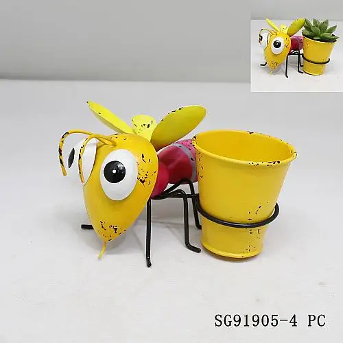 Metal Balcony Plant Flower Pot Yellow