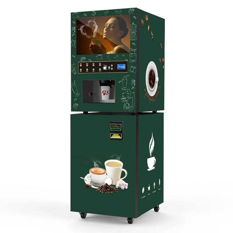 عملة وملاحظة الدفع آلة بيع عصير البرتقال مع آلة بيع القهوة الفورية بنظام التبريد