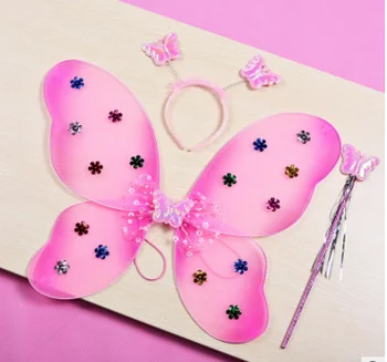 Kids Holiday girl Costume Butterfly Fairy Wing And Wand Set dress up set