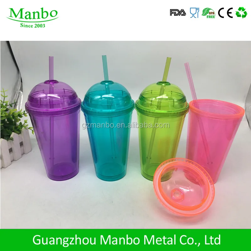 Экологичная пластиковая соломенная чашка без БФА, жесткая пластиковая чашка с крышкой и соломинкой