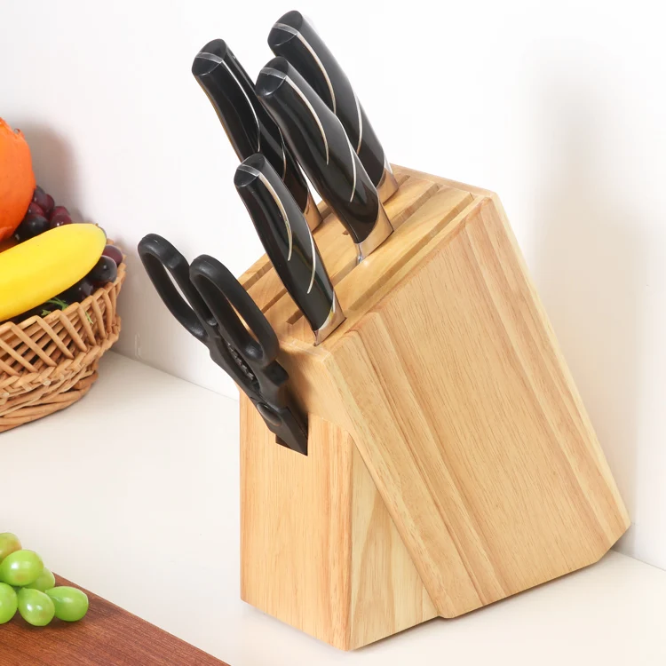 Large Wooden Universal Knife Holder Countertop Butcher Block Knife ...