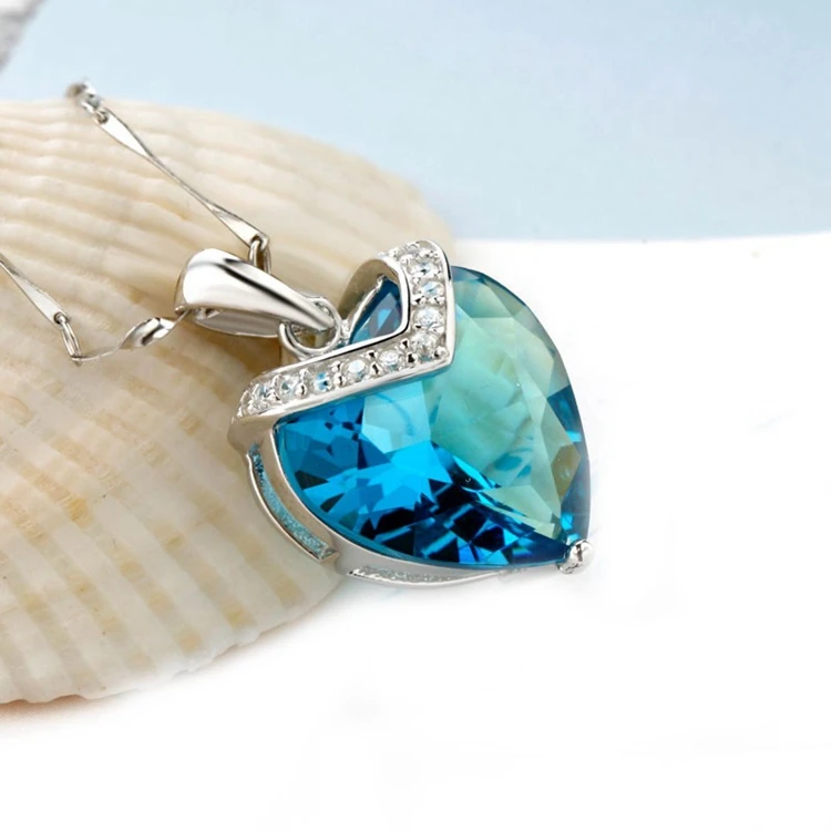 Custom Heart Sapphire Necklace - Brass & Silver