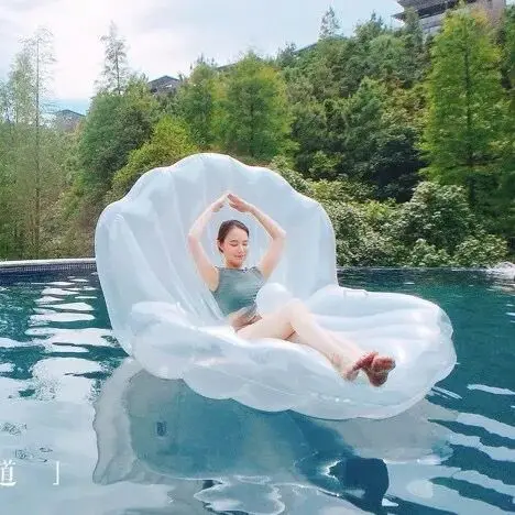 Customized Seashell Float Swimming Pool Giant Shell Rideable Inflatable Float Toy Raft Inflatable Adult Raft