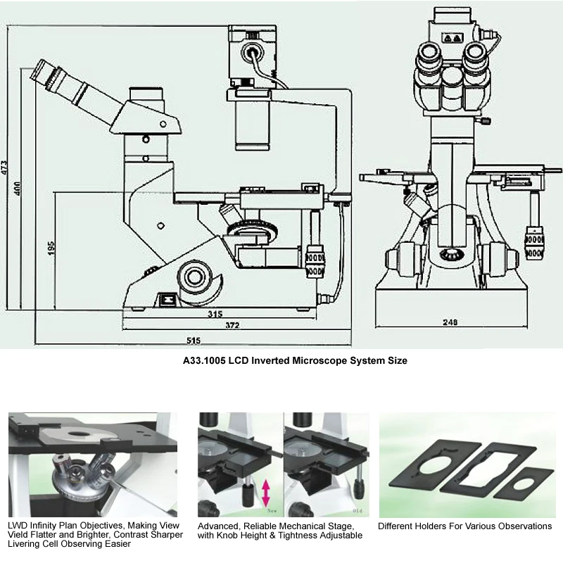 OPTO-EDU A33.1005 Digital LCD Inverted Biological Microscope