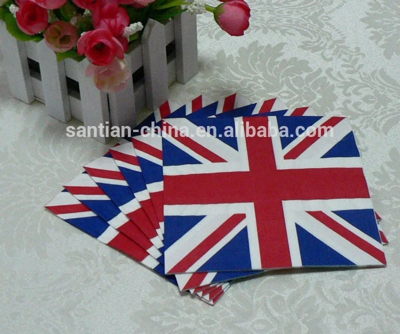 Однослойные одноразовые салфетки с принтом флага