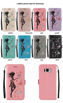 Buy Cute Girl Side Flip PU Leather Case For Samsung S8 Wallet