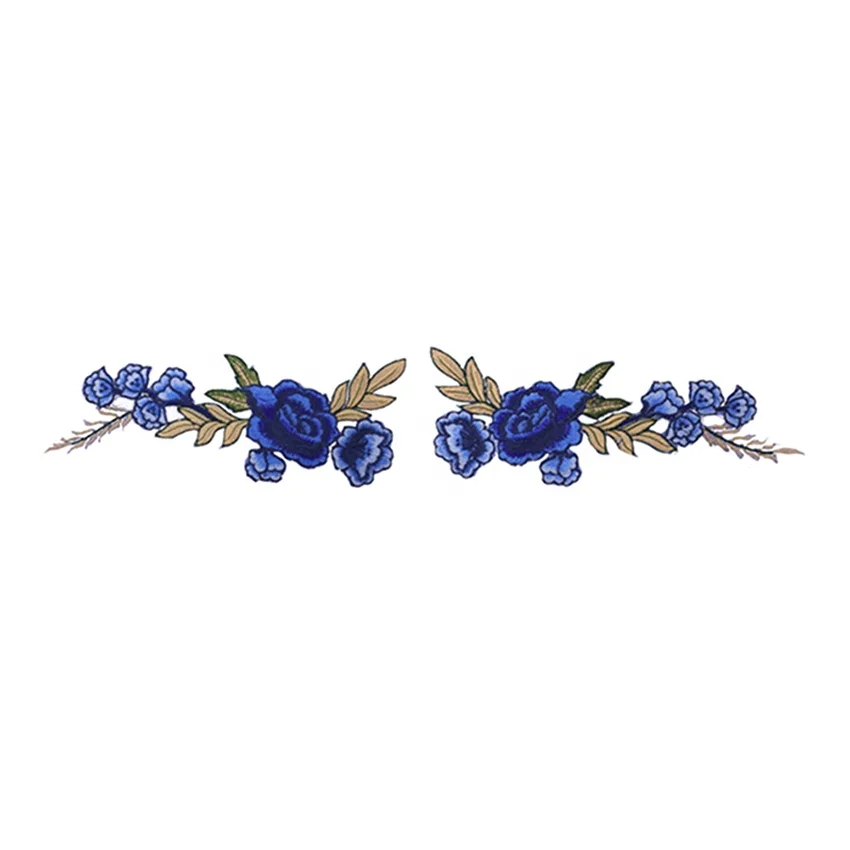 Toppa Ricamata A Forma Di Rosa Blu, Da Cucire O Stirare Su Abbigliamento, Borse, Cappelli, 5,2 X 7,1 Cm