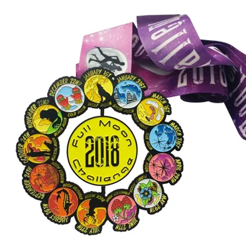 Complicated Soft Enamel Medal with Spinner and Glow in the Dark Color