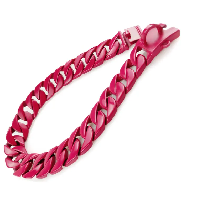 pink cuban link dog collar