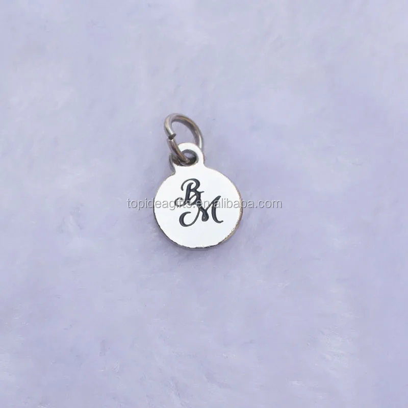 Custom Enamel Small Engraved Round Metal Plated Silver Jewelry Tags