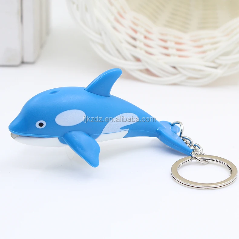 Lovely Killer Whale Shape LED Sound Keychain Aquarium Gift