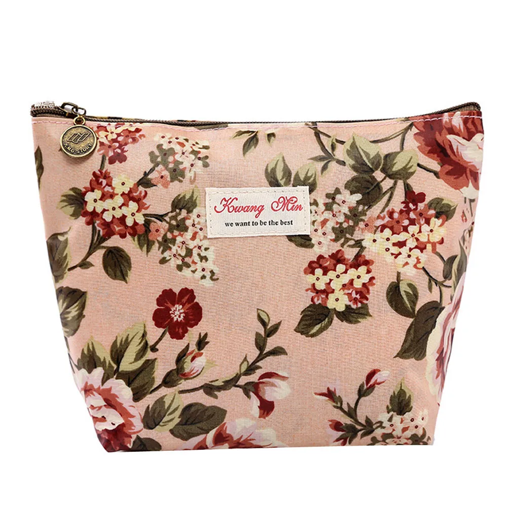 Vintage/Retro Makeup Bag Travel Cosmetic Case Floral Pattern