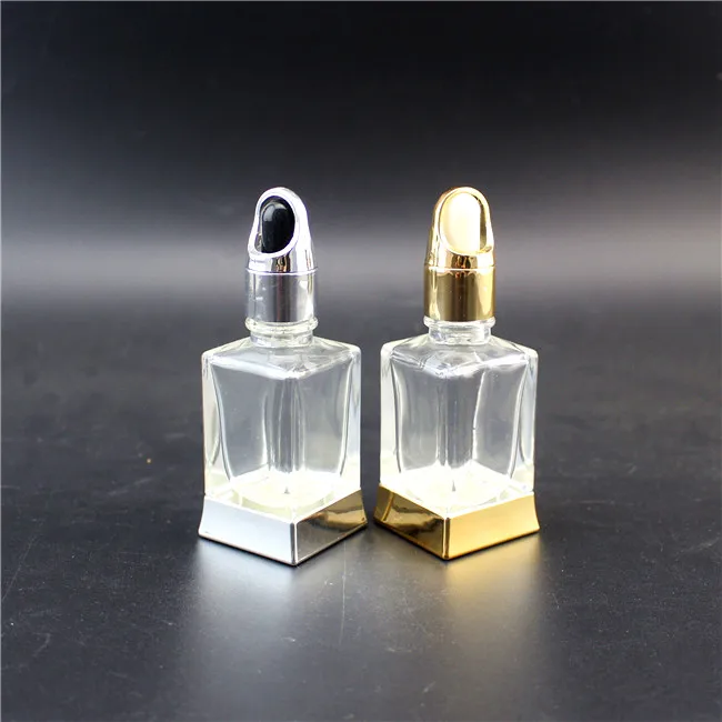 Factory Custom Black 30 ml Luxury square Glass Dropper Bottle 1 oz Cosmetic Serum Essential Oil Bottles