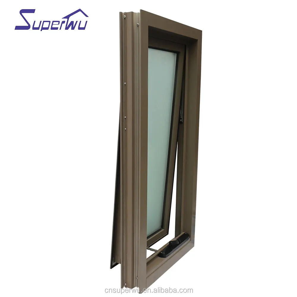 European style aluminum brown black color awning windows double glass chain winder awning window
