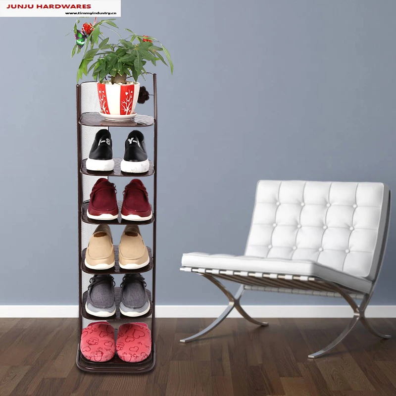 Junju Made of 6 Layer Shoes Shelf Commercial Stand Shoe Rack with Mesh Wire