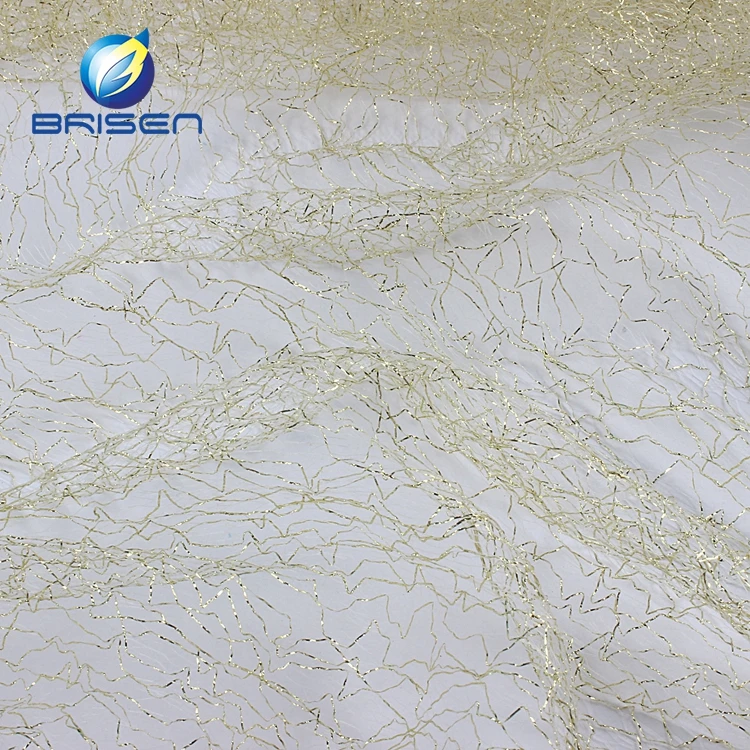 Оптовая продажа 100% нейлоновая Серебряная сетчатая Тюлевая ткань цвета шампанского рождественские украшения блестящие золотые или серебряные металлические
