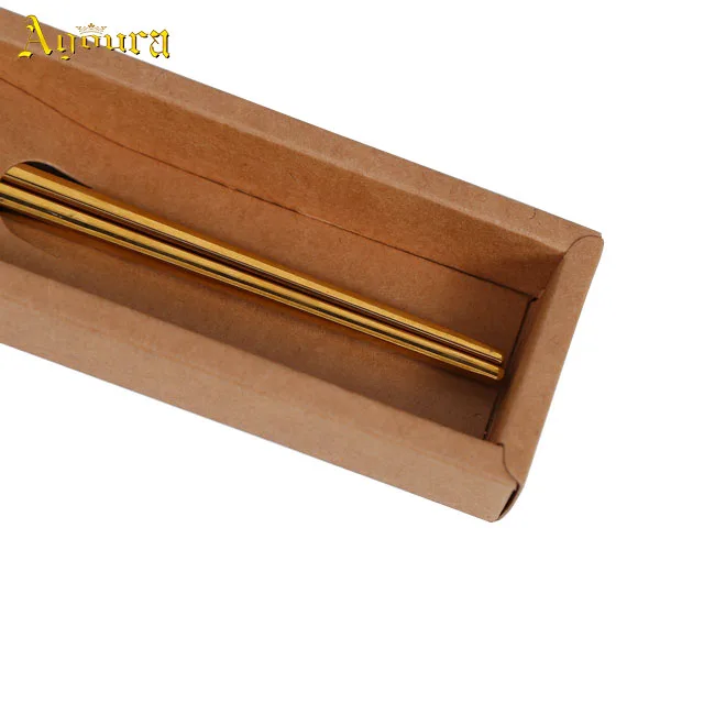 High Quality and Best Selling Single Pair Chopstick Kraft Paper Box Rigid Cover Packaging Box Customized Tableware Chopstick Box