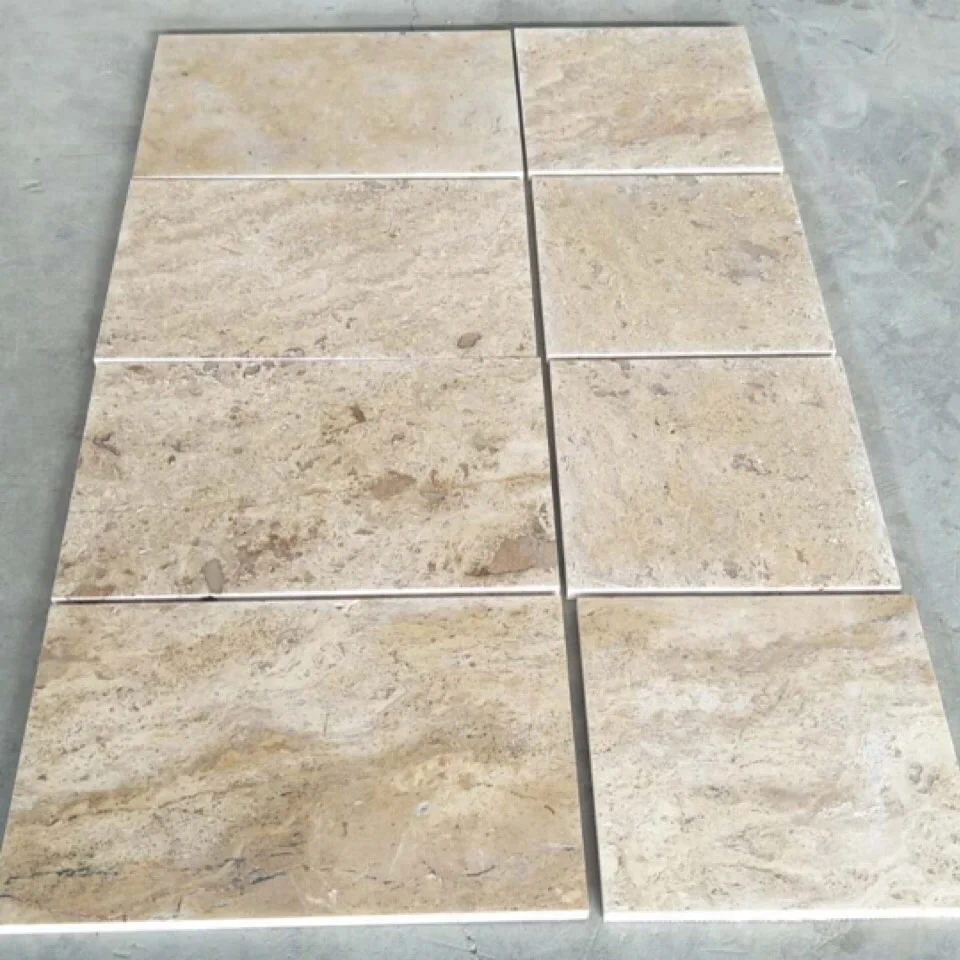 French Pattern Sets Golden Travertine Tiles