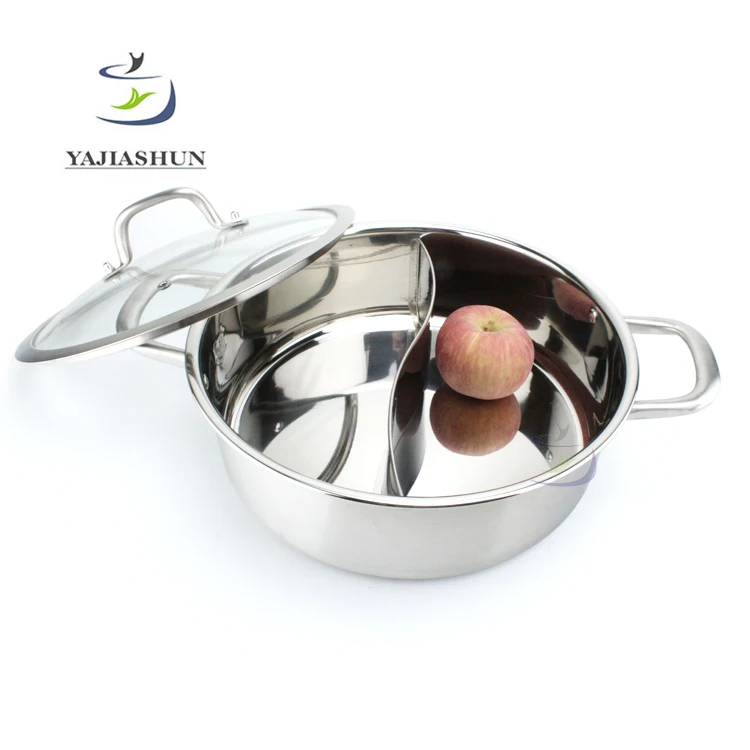 304 Food Grade Stainless Steel Shabu Shabu Hot pot with Divider & Lid 32cm