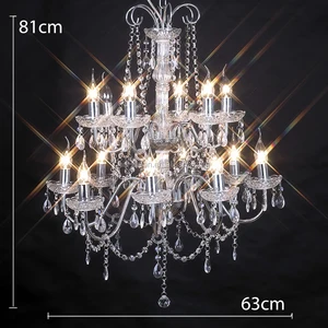 Modern Large Luxury 2 Layer Wedding Decoration Metal Geometrical Electroplated Lighting Chandelier