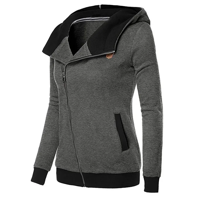 Giacca con cappuccio Casual obliqua con Zip intera da donna