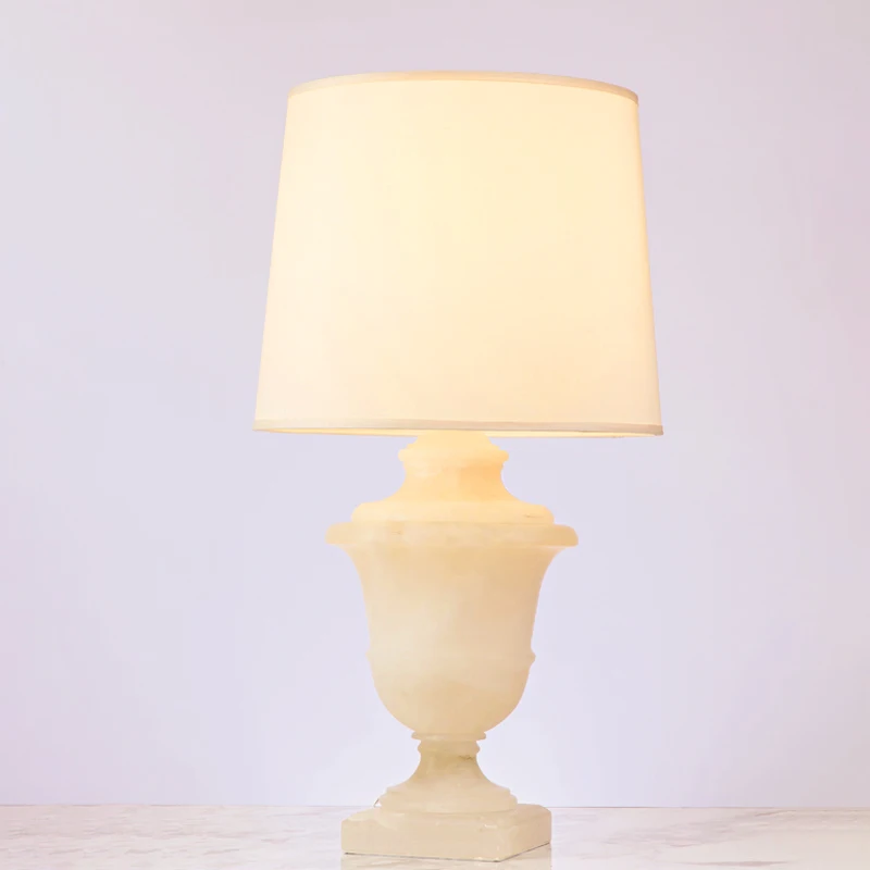 Home Decorn Led Table Lamps Light Desk Lamp Fabric Cloth L Pendent Lamp for Hotel Translucent Stone with White Electric 1PCS