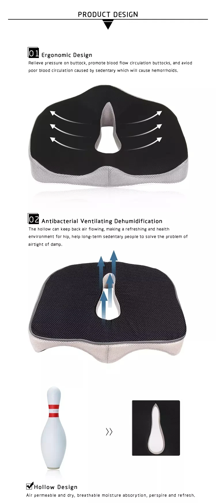 Pootack Seat Cushion For Coccyx, Memory Foam Seat Cushion