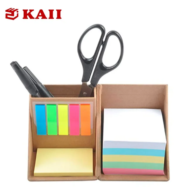 
Рекламные подарки, кубик для заметок в коробке из крафт-бумаги с держателем для ручек 