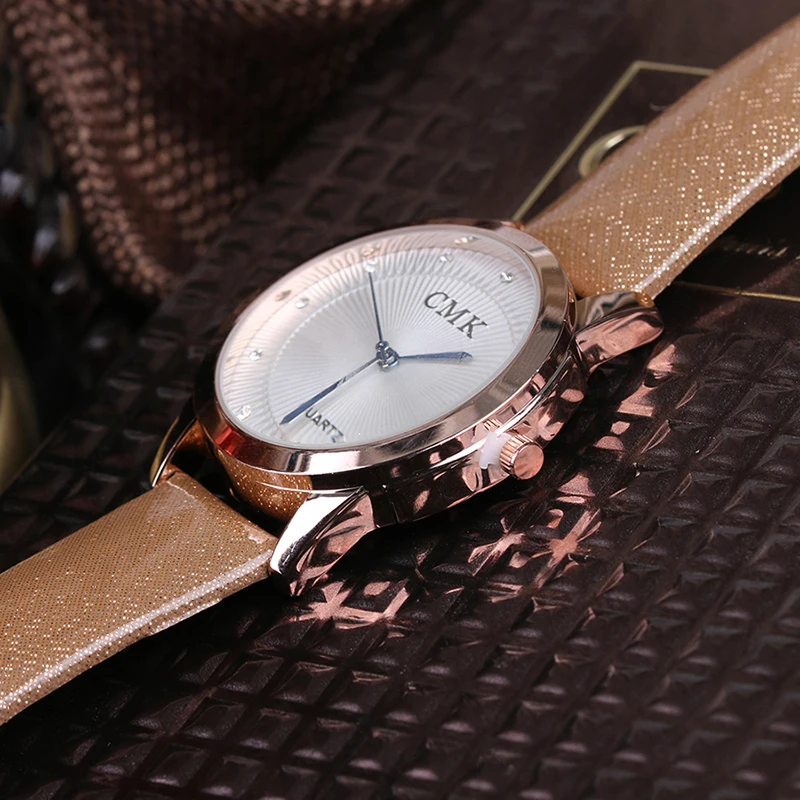 Crystal Charm Ladies Wrist Watches CMK Brand Quartz Watch Women Leather Watch