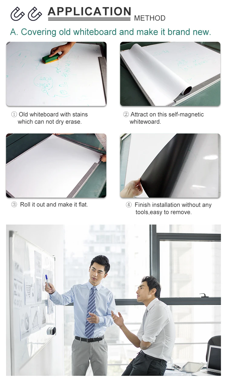 Custom magnetic whiteboard easily rolled and carried for school popular