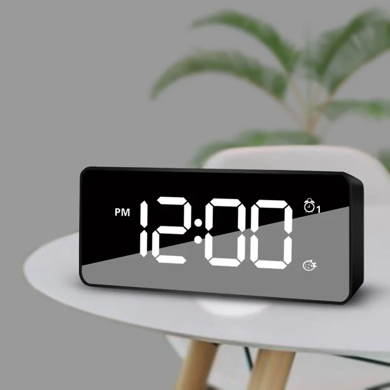 Miroir DEL réveil multifonction numérique température Snooze Horloge Home En 